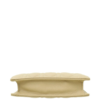 Christian Dior Beige Caro Zipped Pouch With Chain