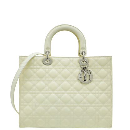 Christian Dior White Lady Dior Large Bag