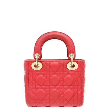 Christian Dior Red Lady Dior Mini Strap Bag