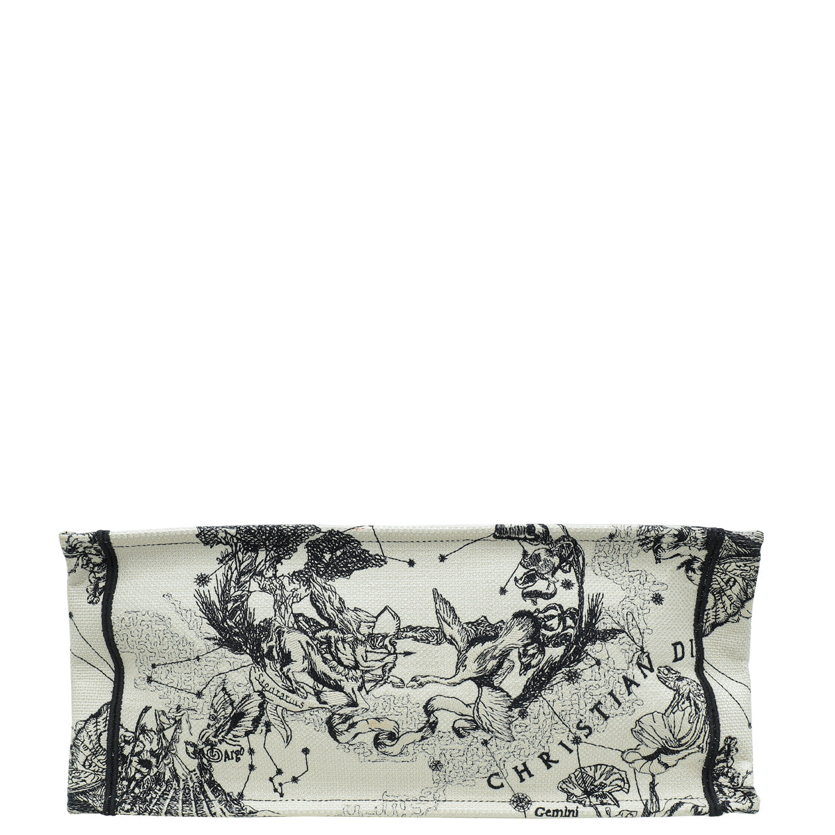 Christian Dior Bicolor Toile De Jouy Zodiac Embroidery Book Tote Large Bag