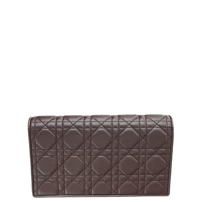 Christian Dior Burgundy Lady Dior Cannage Chain Pouch