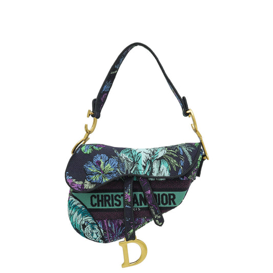 Christian Dior Multicolor Saddle Toile De Jouy Voyage Embroidery Medium Bag
