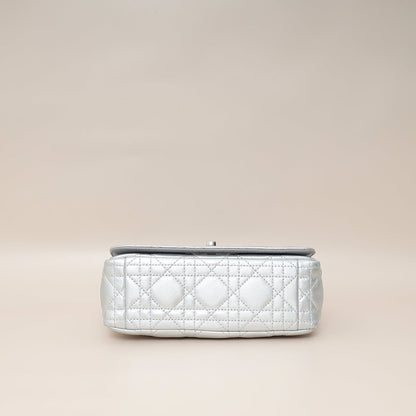 Christian Dior Metallic Silver Small Dior Caro Bag