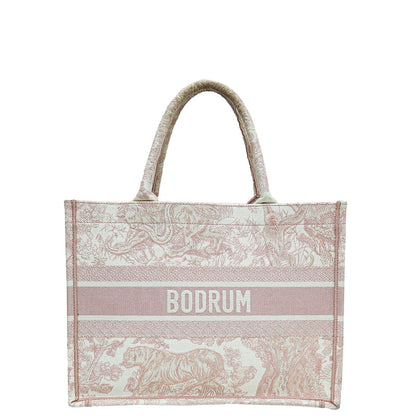 Christian Dior Bicolor Book Tote Toile De Jouy Embroidery Bodrum Medium Bag