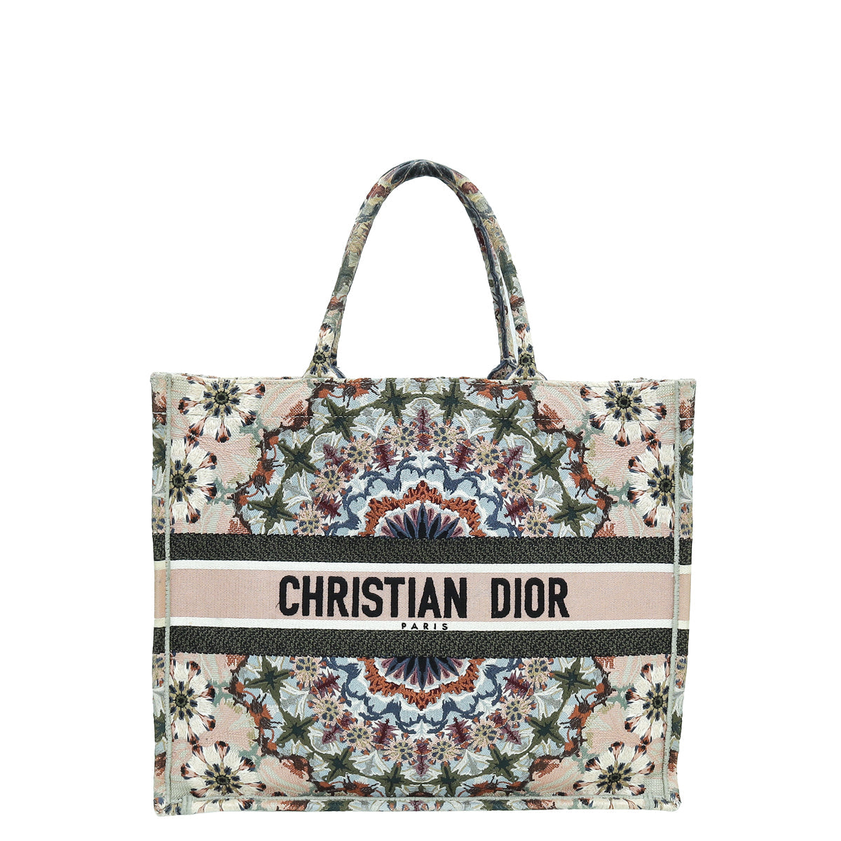 Christian Dior Pink Multicolor Book Tote Kaleidiorscopic Embroidered Large Bag
