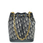 Christian Dior Blue Oblique Drawstring Chain Bucket Large Bag