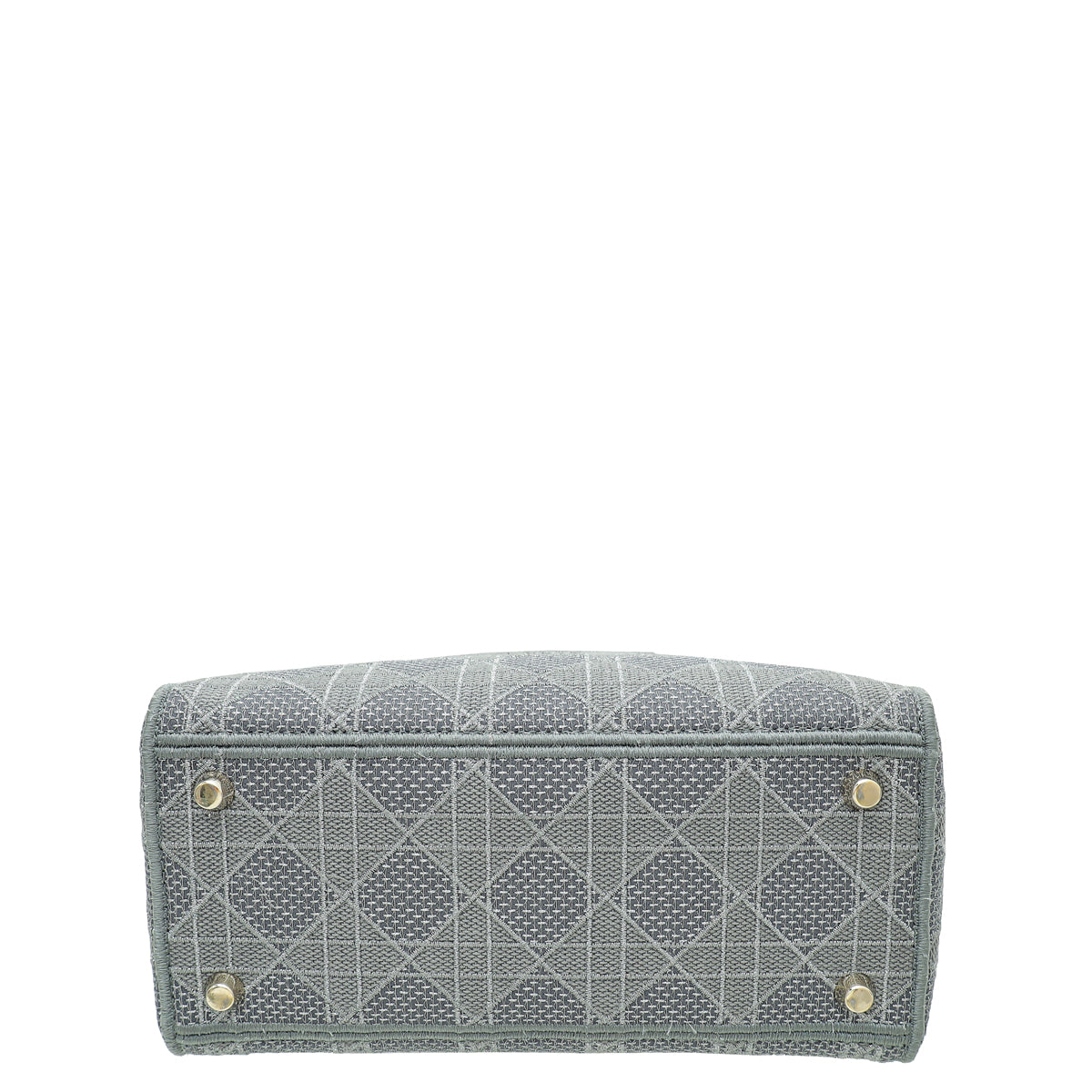 Christian Dior Metallic Grey Lady D-Lite Cannage Embroidery Medium Bag