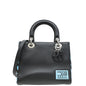 Christian Dior Black Multicolor Printed Logo Lady Dior Medium Bag