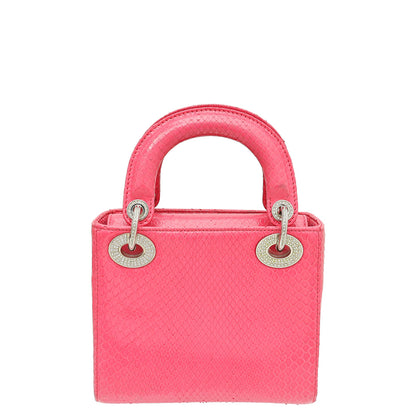 Christian Dior Pink Python Swarovski Crystal Lady Dior Mini Bag