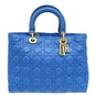 Christian Dior Royal Blue Cannage Supple Lady Dior Large Bag