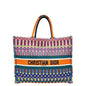 Christian Dior Orange Multicolor Embroidered Book Tote Large Bag