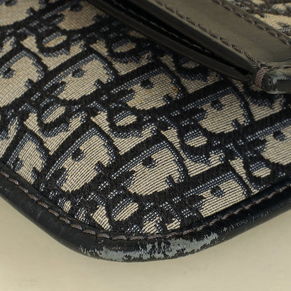 Christian Dior Navy Blue Oblique Fold Over Clutch