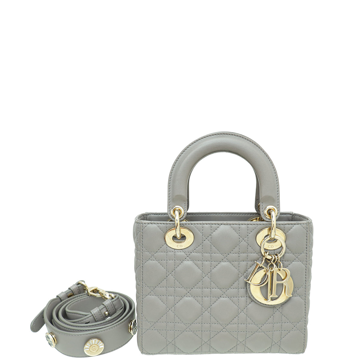 Dior Lady Dior Leather Handbag Grey
