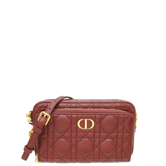 Dior Caro Burgundy Shoulder Bag