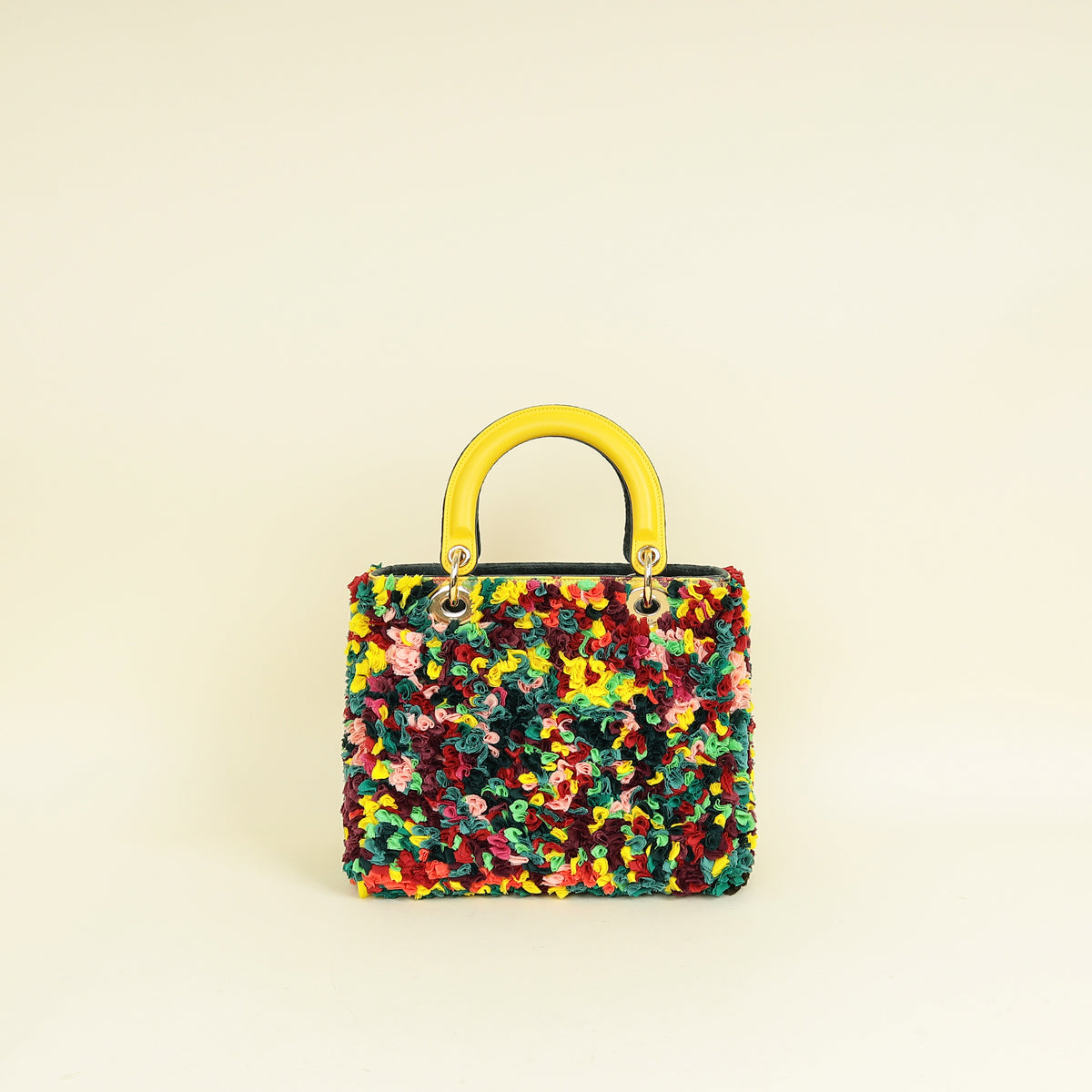Christian Dior Yellow Multicolor L E Shara Hughes Lady Dior Medium Bag Yellow