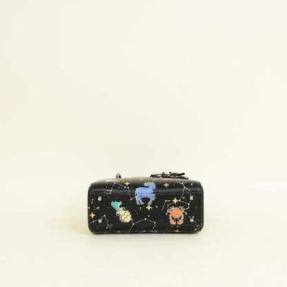 Christian Dior Black Multicolor Pixel Zodiac Print Lady Dior Mini Chain Bag