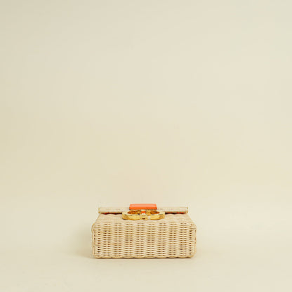 Christian Dior Neon Orange 30 Montaigne Wicker Box Bag