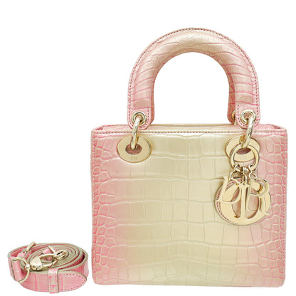 Christian Dior Metallic Bicolor Alligator Lady Dior Small Bag