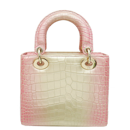 Christian Dior Metallic Bicolor Alligator Lady Dior Small Bag