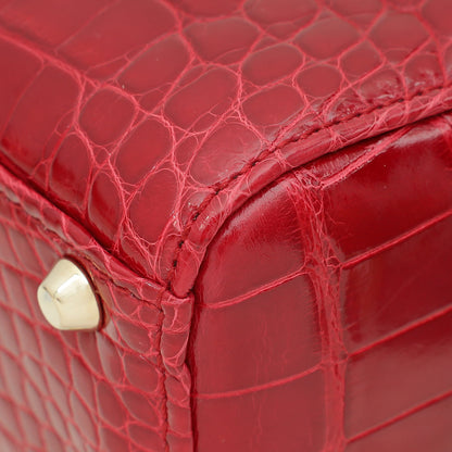 Christian Dior Red Alligator Lady Dior Mini Crystal Bag