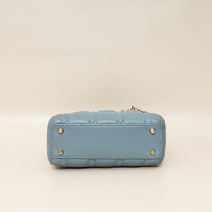 Christian Dior Blue Grey Lady Dior Mini Chain Bag