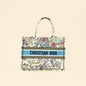 Christian Dior White Multicolor D-Constellation Embroidery Book Medium Tote Bag