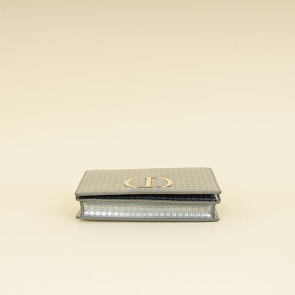 Christian Dior Silver 30 Montaigne Microcannge 2 Way Chain Pouch