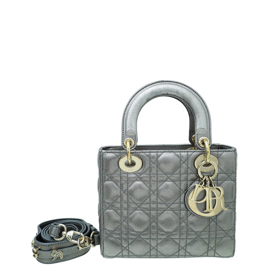 Christian Dior Metallic Gray My Abcdior Lady Dior Small Bag