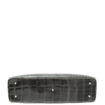Christian Dior Dark Grey Crocodile Haute Maroquinerie Lady Dior Xl Bag