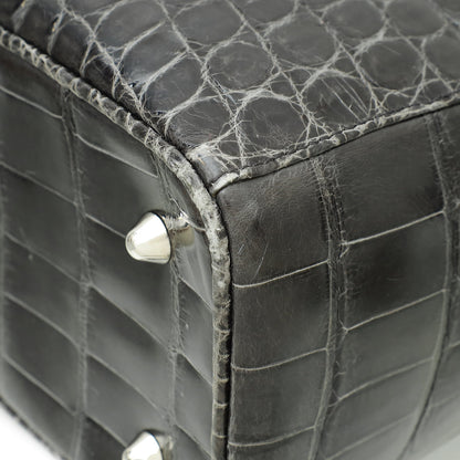 Christian Dior Dark Grey Crocodile Haute Maroquinerie Lady Dior Xl Bag