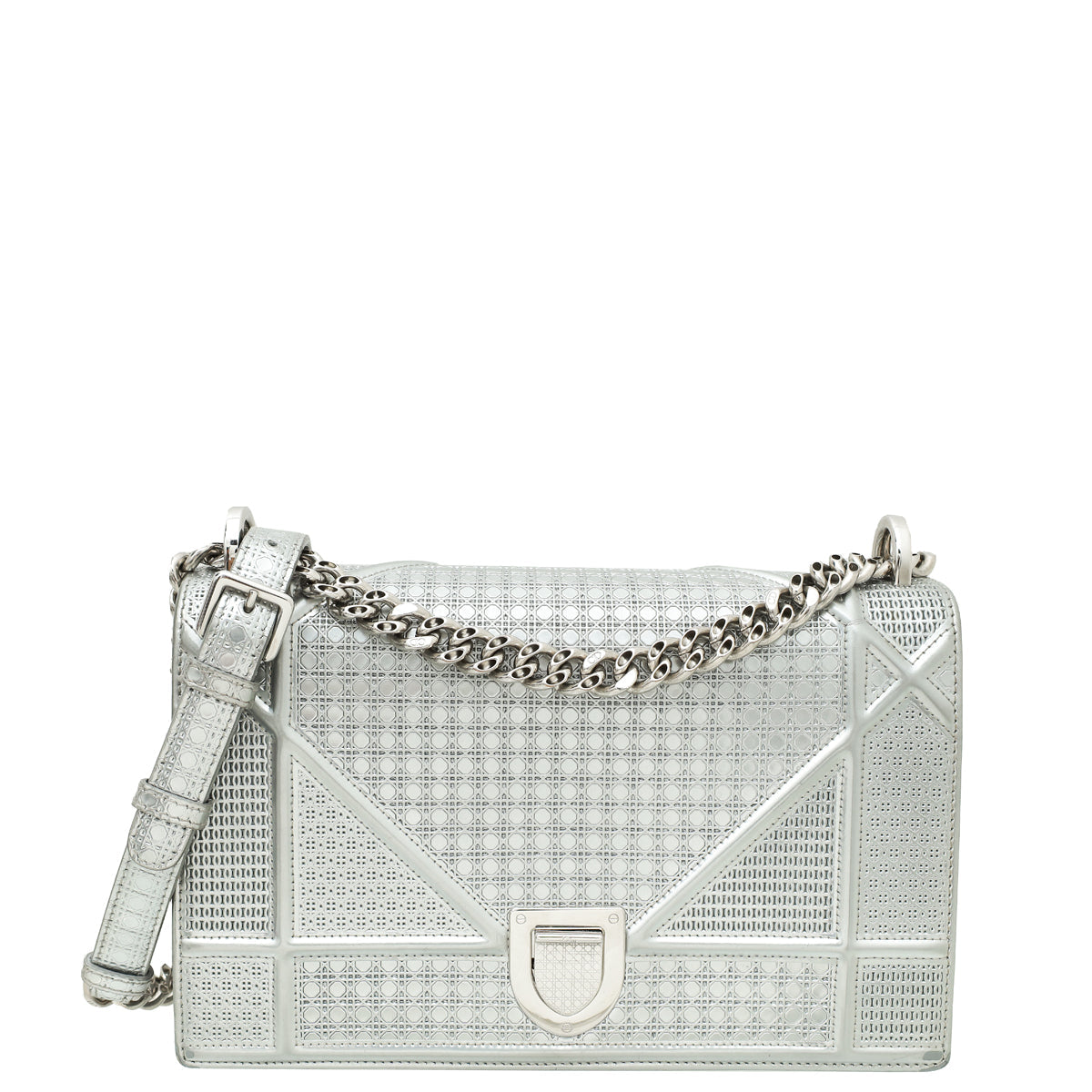 Dior Diorama Cannage Silver Shoulder Bag