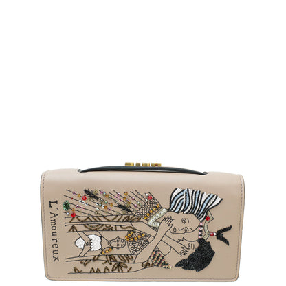 Christian Dior Dusty Rose Embroidered Lámoureux Tarot Pouch Clutch