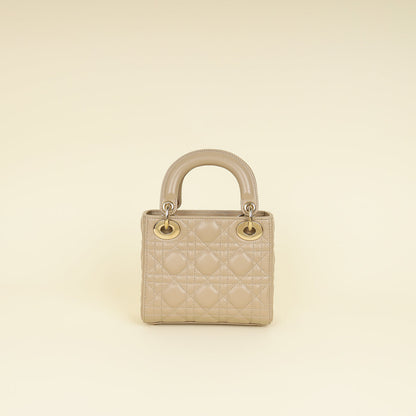 Christian Dior Beige Lady Dior Mini Chain Bag