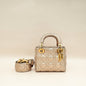 Christian Dior Metallic Rose Gold Python Lady Dior Cannage Supple Mini Bag