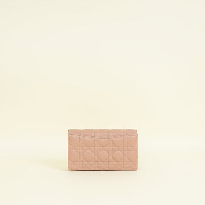 Christian Dior Rose De Vents Caro Cannage Pouch With Chain