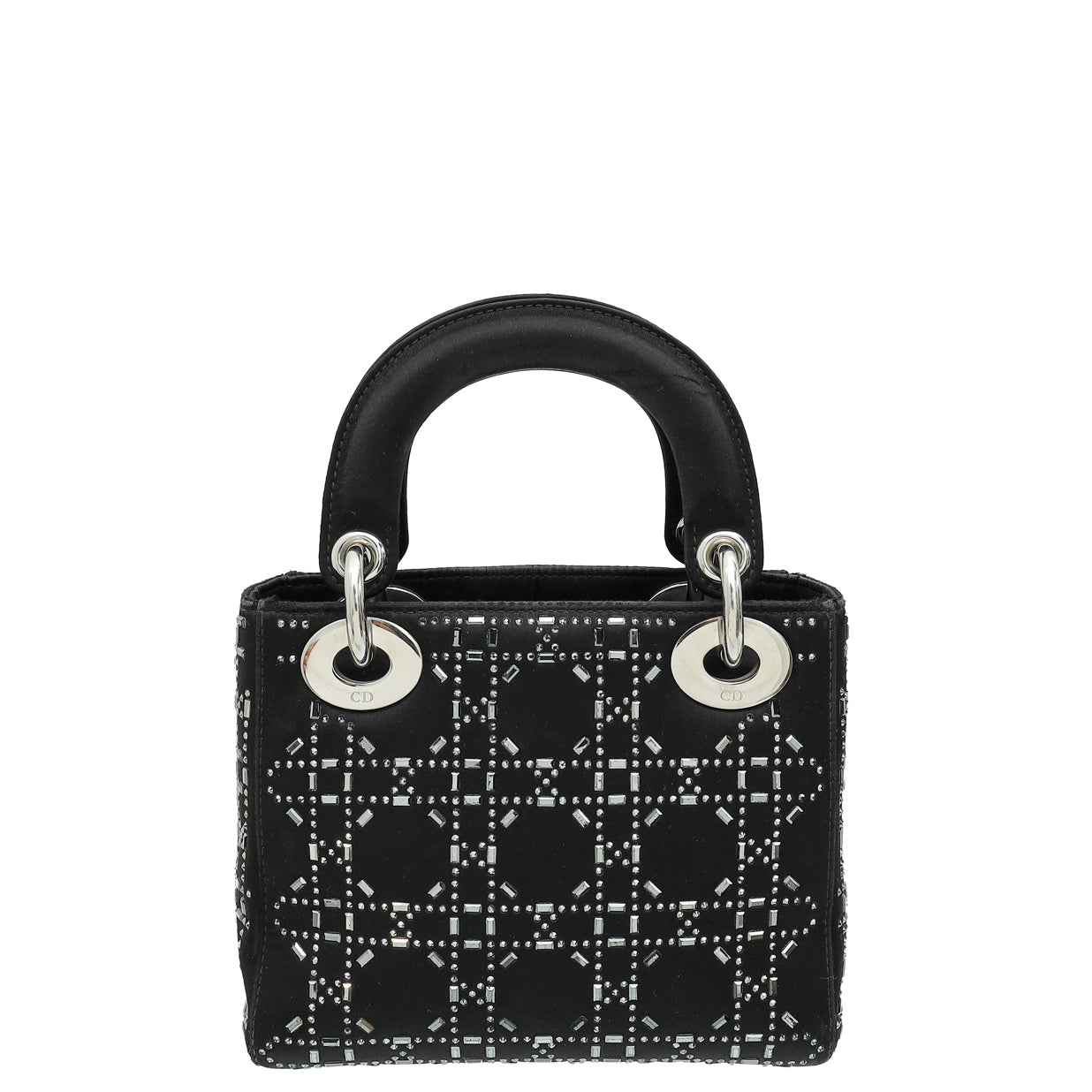 Christian Dior Black Lady Dior Cannage Satin Strass Mini Bag