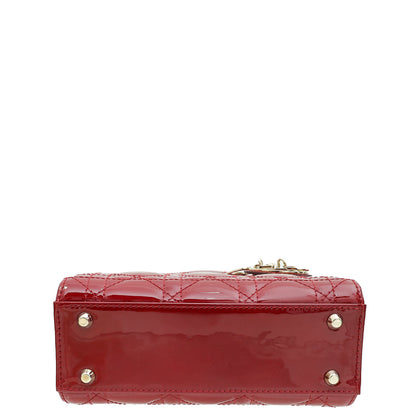 Christian Dior Cherry Red Lady Dior Mini Chain Bag