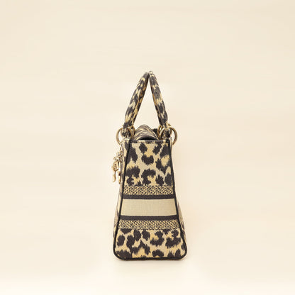Christian Dior Bicolor Lady D-Lite Mizza Embroidered Medium Bag