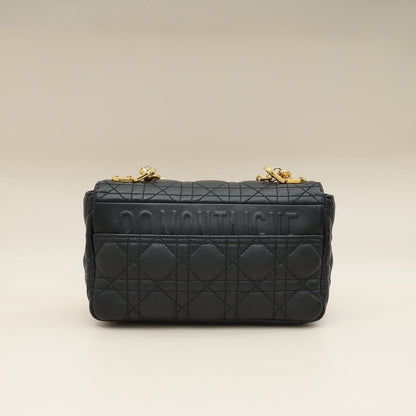 Christian Dior Black Caro Cannage Small Flap Shoulder Bag