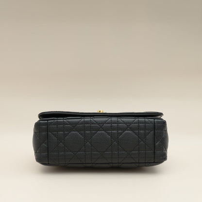 Christian Dior Black Caro Cannage Small Flap Shoulder Bag