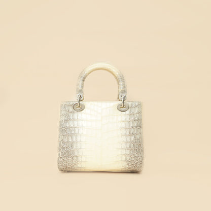 Christian Dior Bicolor Niloticus Crocodile Himalaya Lady Dior Medium Bag