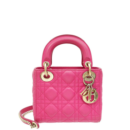 Christian Dior Fuchsia Mini Lady Dior Chain Bag