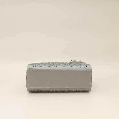 Christian Dior Grey Lady Dior Cannage Satin Strass Mini Bag