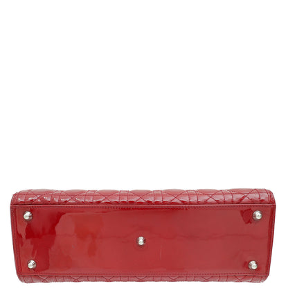 Christian Dior Cherry Red Lady Dior Large Bag