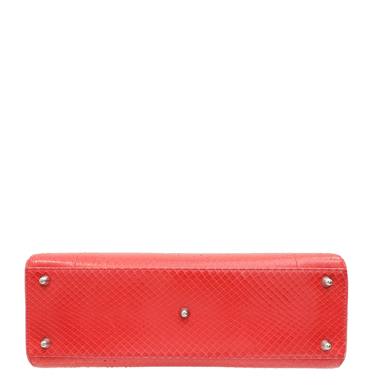 Christian Dior Red Snakeskin Lady Dior Large Bag
