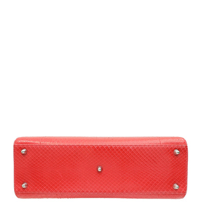 Christian Dior Red Snakeskin Lady Dior Large Bag
