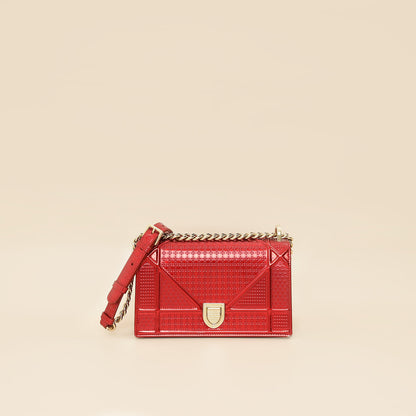 Christian Dior Red Micro Cannage Diorama Small Shoulder Bag
