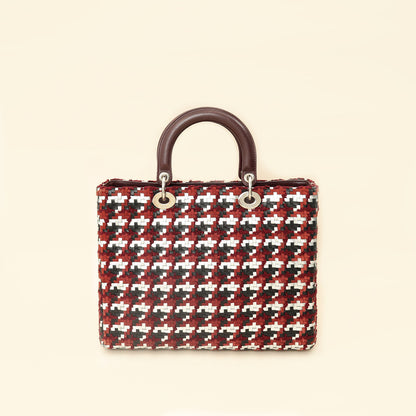 Christian Dior Multicolor Woven Lady Dior Large Bag