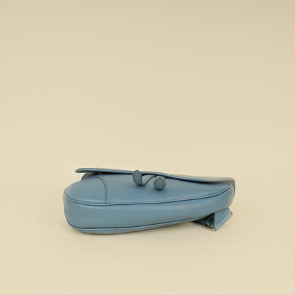 Christian Dior Blue X Shawn Stussy 2020 Logo Print Saddle Bag