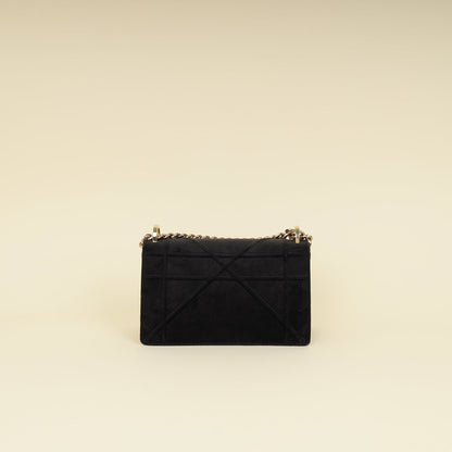 Christian Dior Black Diorama Velvet Small Crystal Lock Shoulder Bag